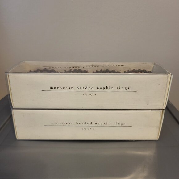 NIB Pier 1 Imports Napkin Ring Holders 8 Moroccan Red Brown Beaded Wires Fancy - Picture 8 of 8